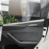 Front view of Tesla Model Y Juniper Carbon Fiber Door Panel Covers