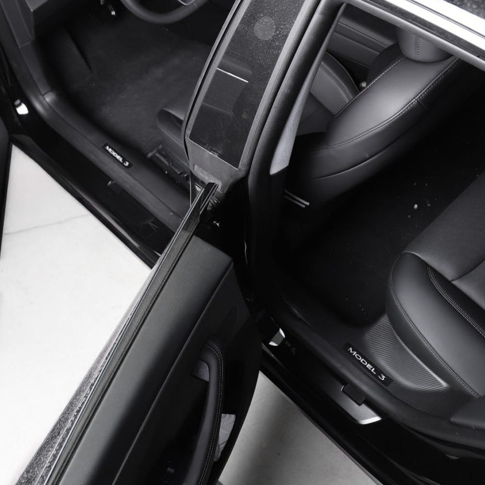 Carbon Fiber Door Sill Protectors for Tesla Model Y Juniper & Model 3 Highland | Custom-Fit Interior Scuff Protection