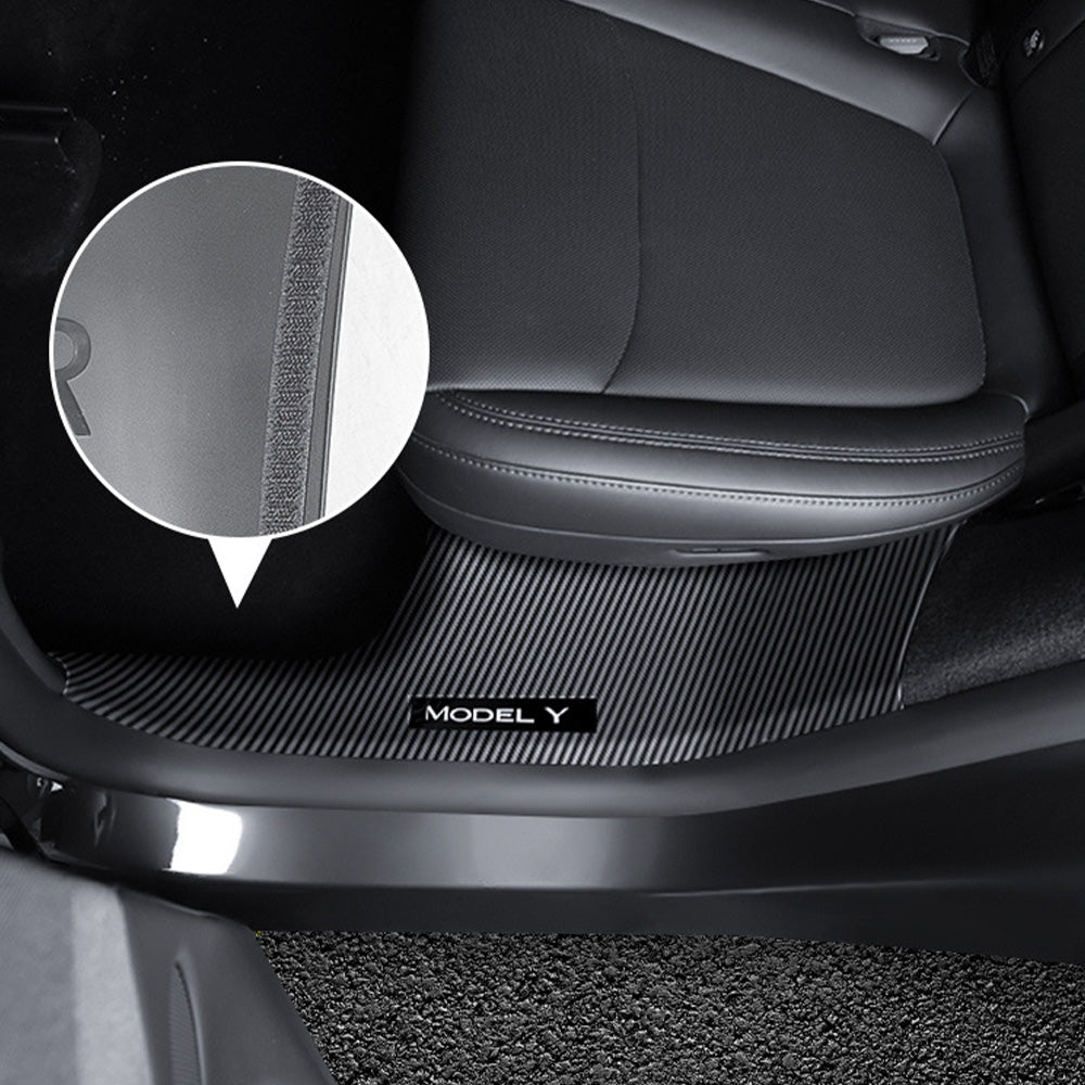 Carbon Fiber Door Sill Protectors for Tesla Model Y Juniper & Model 3 Highland | Custom-Fit Interior Scuff Protection