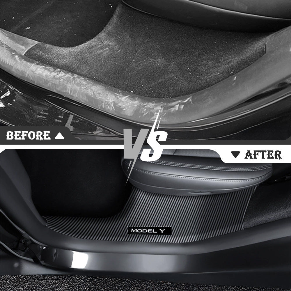 Carbon Fiber Door Sill Protectors for Tesla Model Y Juniper & Model 3 Highland | Custom-Fit Interior Scuff Protection