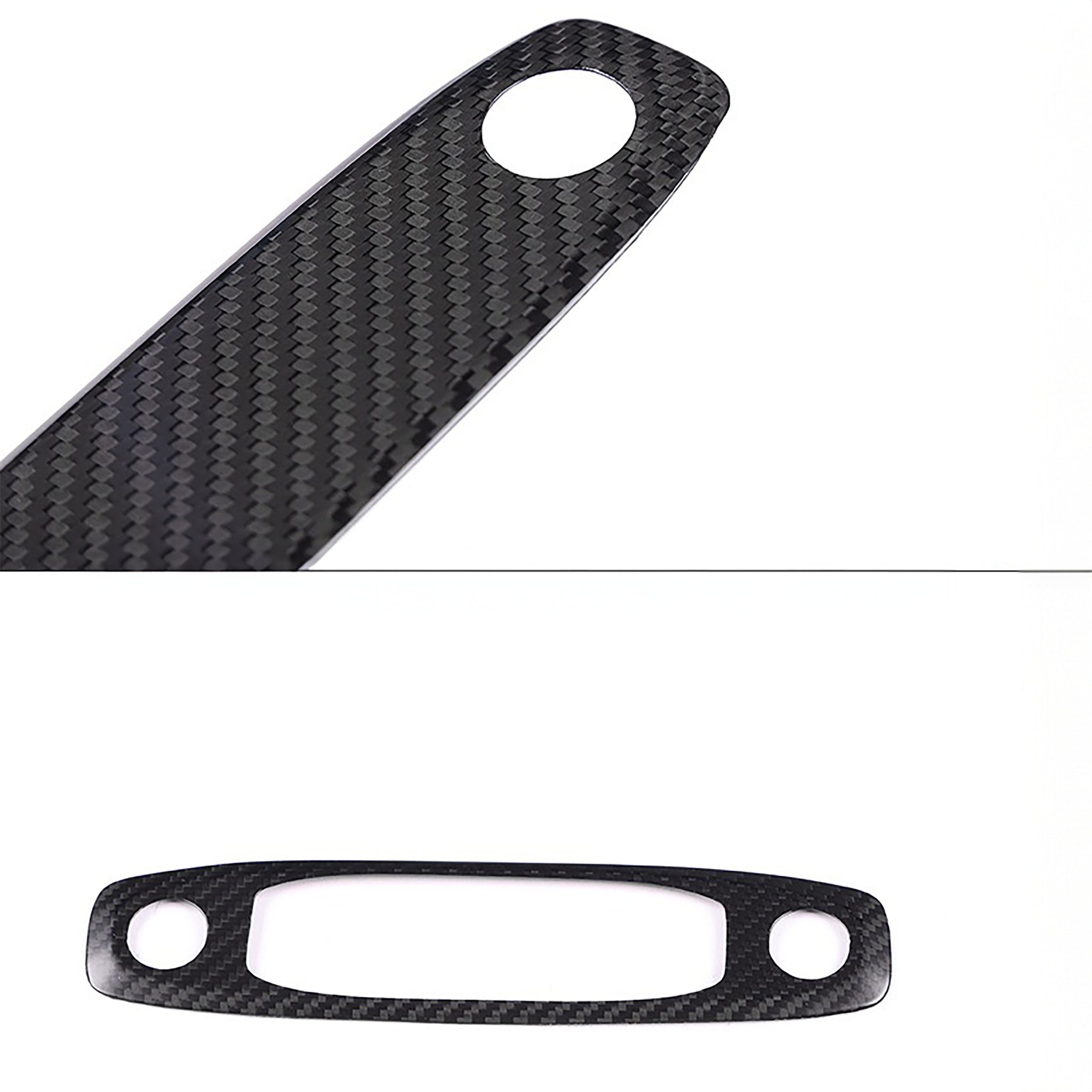 Close-up view of Tesla Model 3/Y Real Carbon Fiber Reading Light Trim Cover