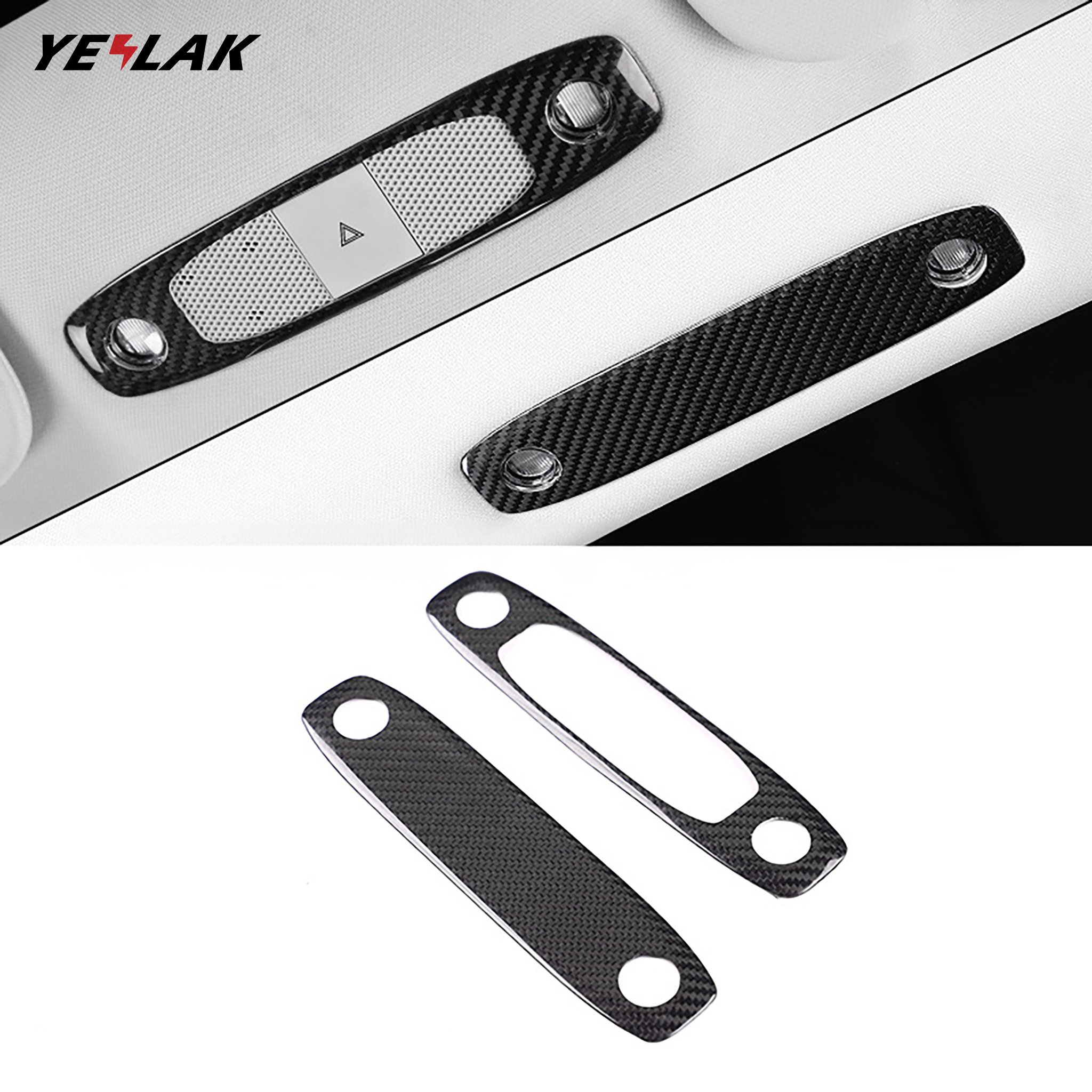 Tesla Model 3 Real Carbon Fiber Reading Light Trim Cover (front+rear)