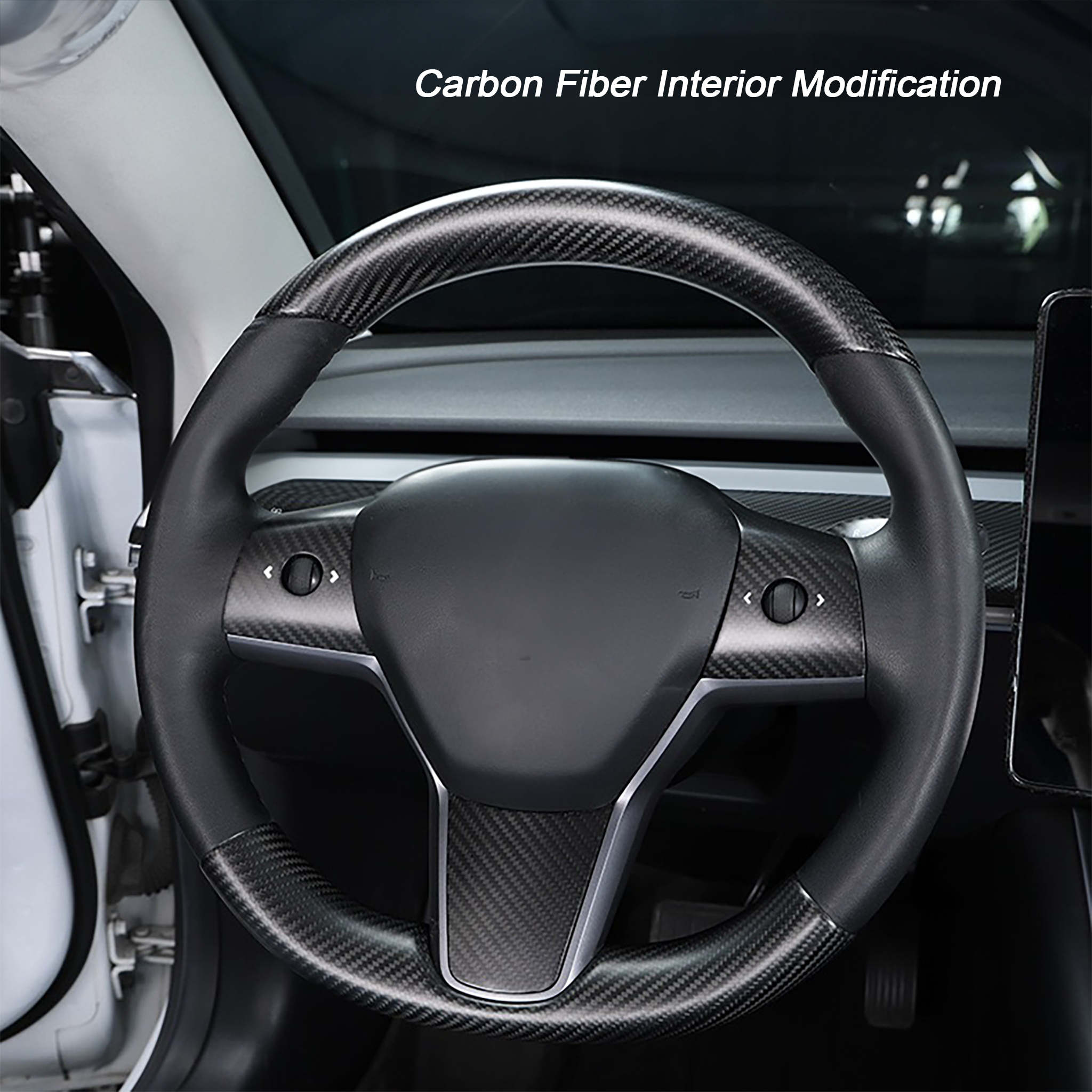 Premium Real Carbon Fiber Steering Wheel Cover for Tesla Model 3 & Y | Custom Fit Luxury Interior Upgrade