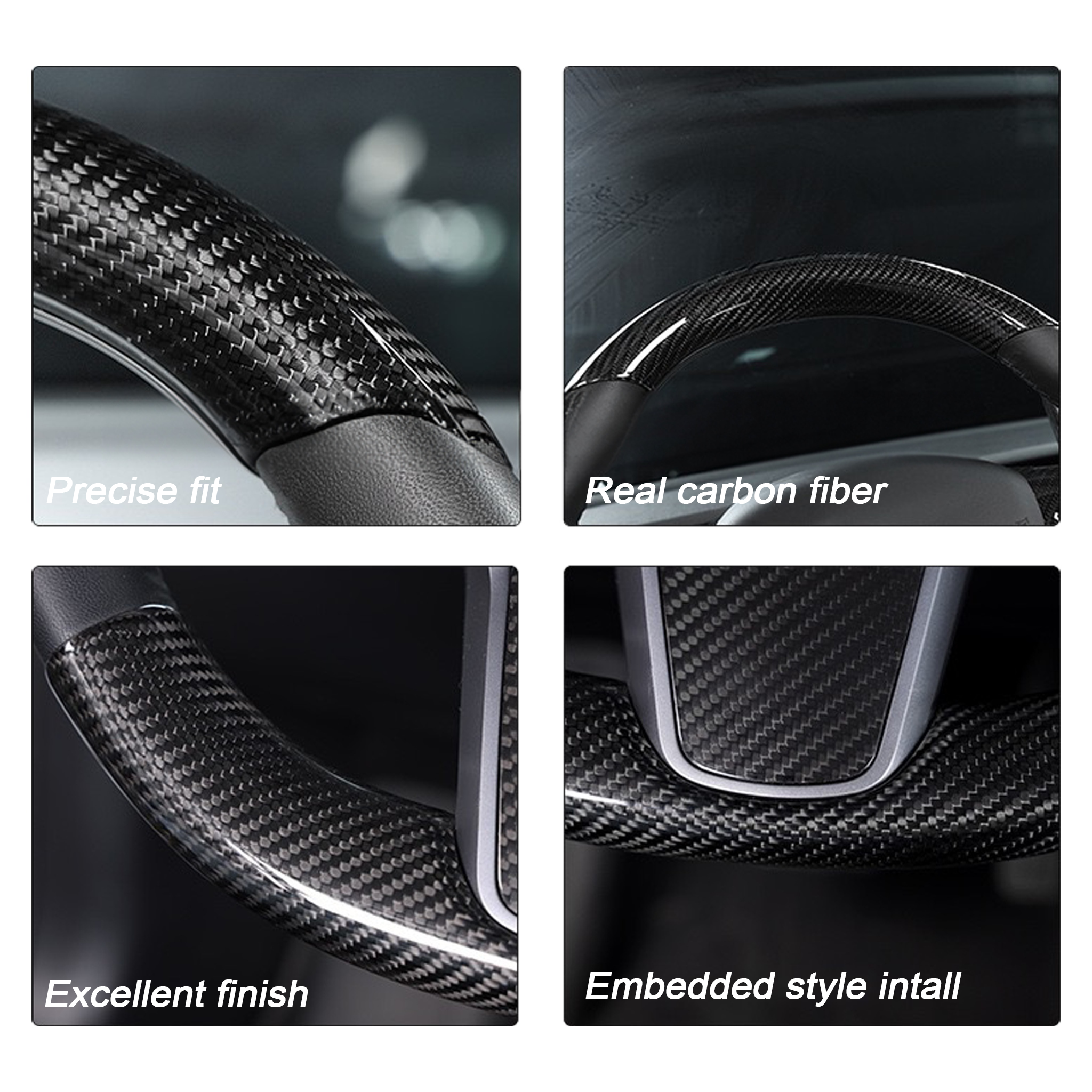 Premium Real Carbon Fiber Steering Wheel Cover for Tesla Model 3 & Y | Custom Fit Luxury Interior Upgrade