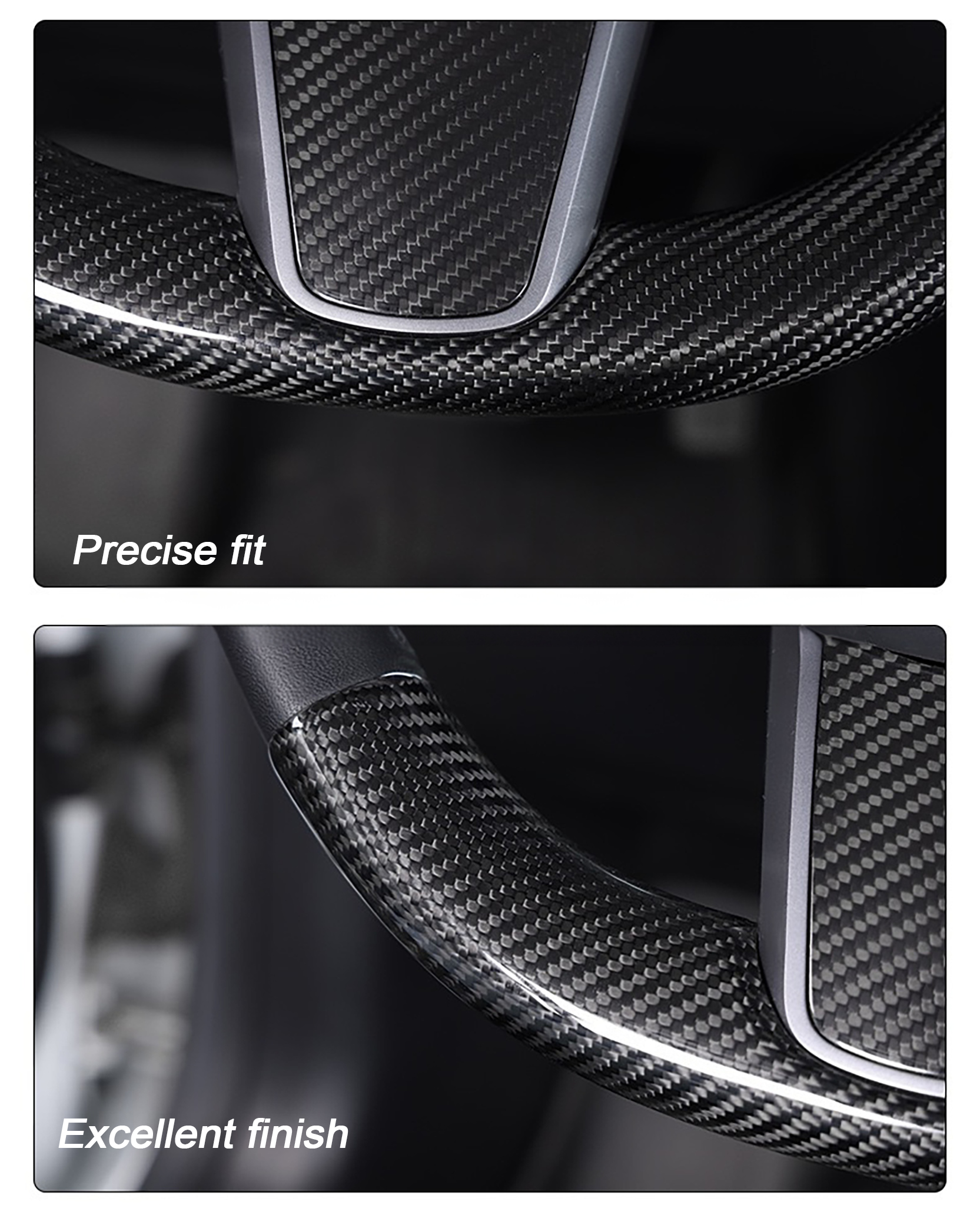 Premium Real Carbon Fiber Steering Wheel Cover for Tesla Model 3 & Y | Custom Fit Luxury Interior Upgrade