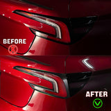 Comparison before and after installation: Tesla 2024+ Model 3 Highland with Carbon Fiber Tail Light Accents