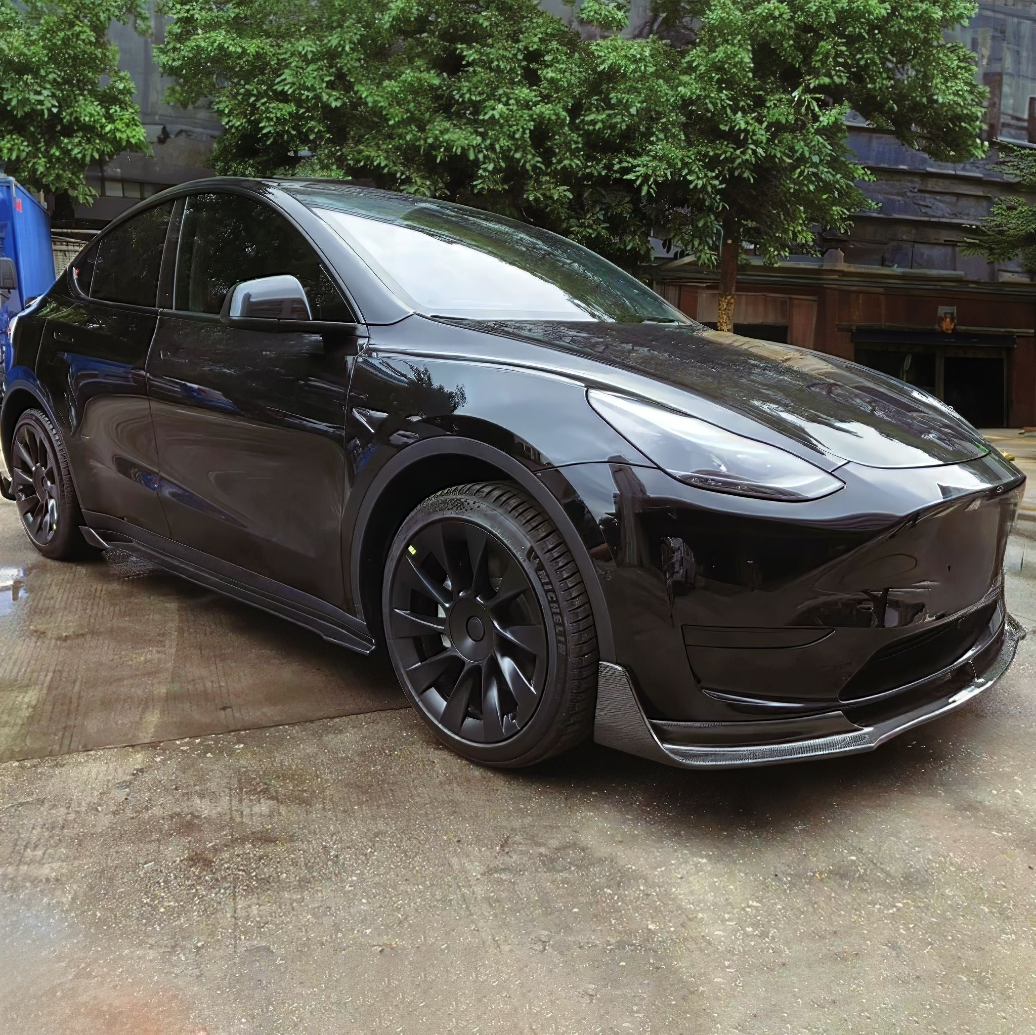 Teego V-Type Carbon Fiber Aero Front Lip for Tesla Model Y | High-Performance Aerodynamic Body Kit