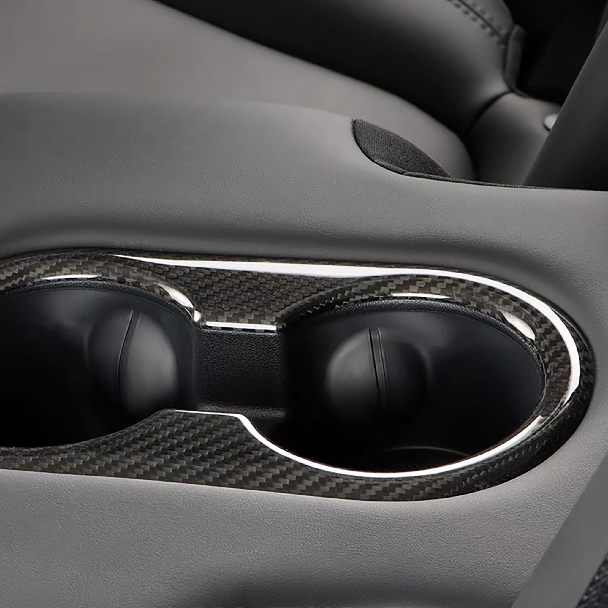 Tesla Model Y Juniper Real Carbon Fiber Rear Cup Holder Cover