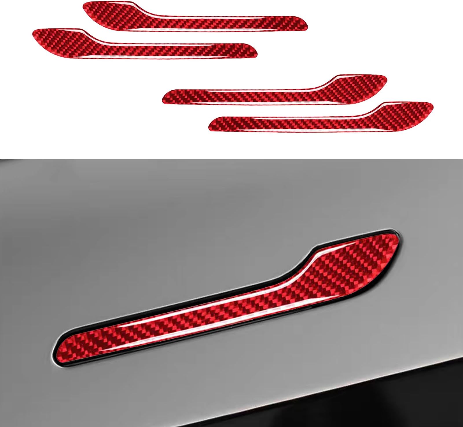red real carbon fiber door handle covers for Tesla Model Y/3