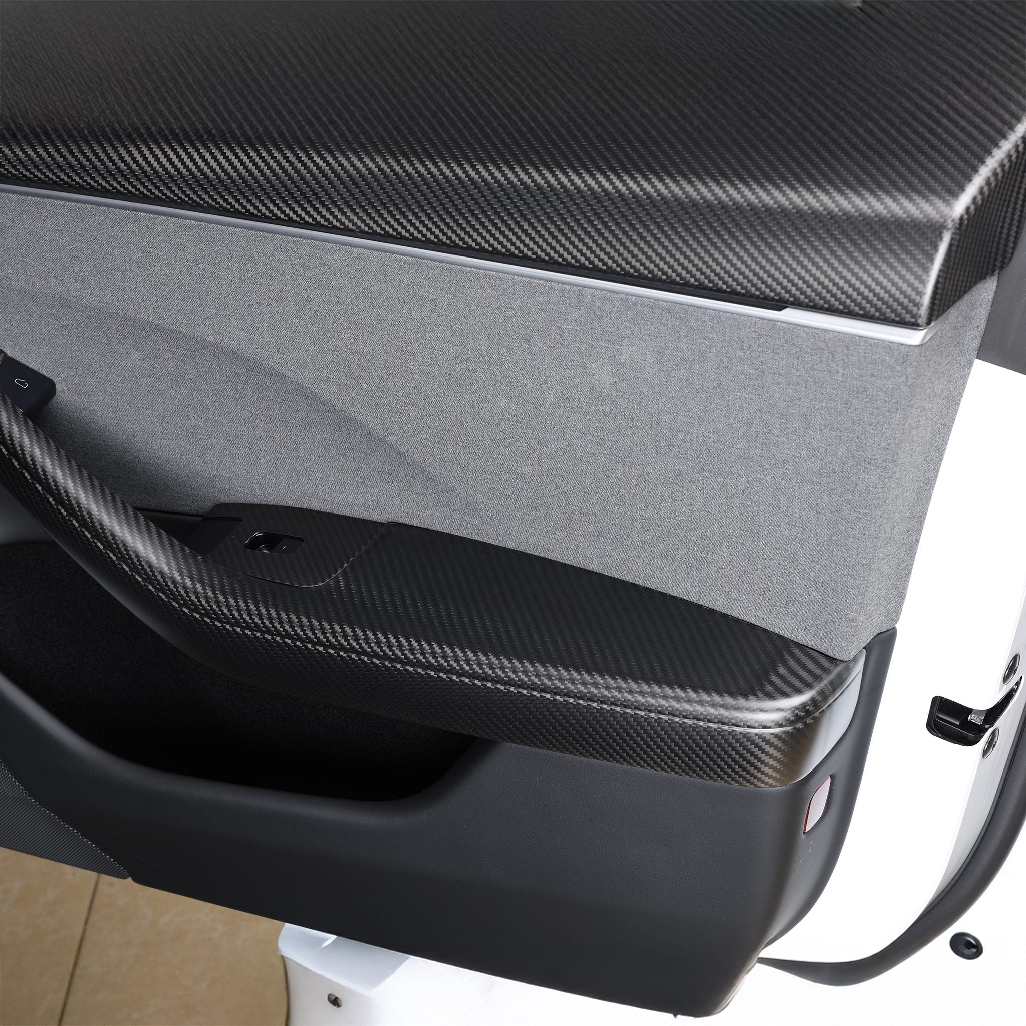 Real Carbon Fiber Front & Rear Door Armrest Covers for 2024+ Model 3 Highland (4 Pcs)