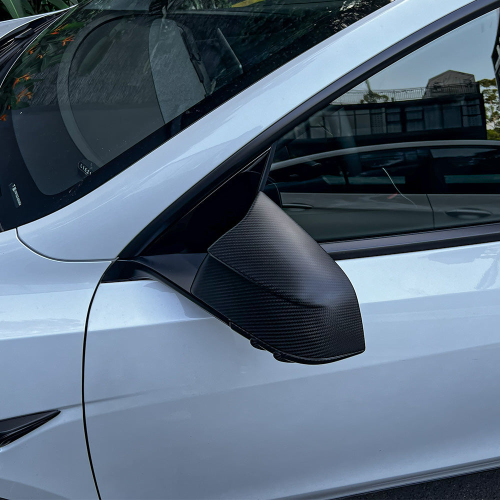Tesla Model Y Carbon Fiber Mirror Caps (upper & lower)