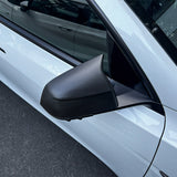 top view of Tesla Model Y matte Carbon Fiber Mirror Caps (upper & lower)