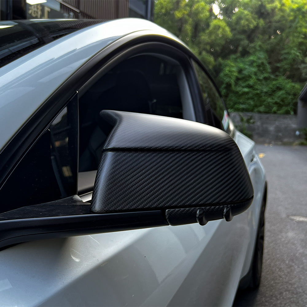 Tesla Model Y Carbon Fiber Mirror Caps (upper & lower)
