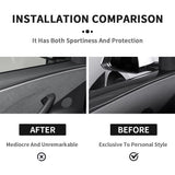 Comparison after and before installation: 2024+ Model 3 Highland with Carbon Fiber Upper Door Panel Cover