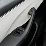 Model Y Juniper with Real Carbon Fiber Window Switch Trim Cover installed