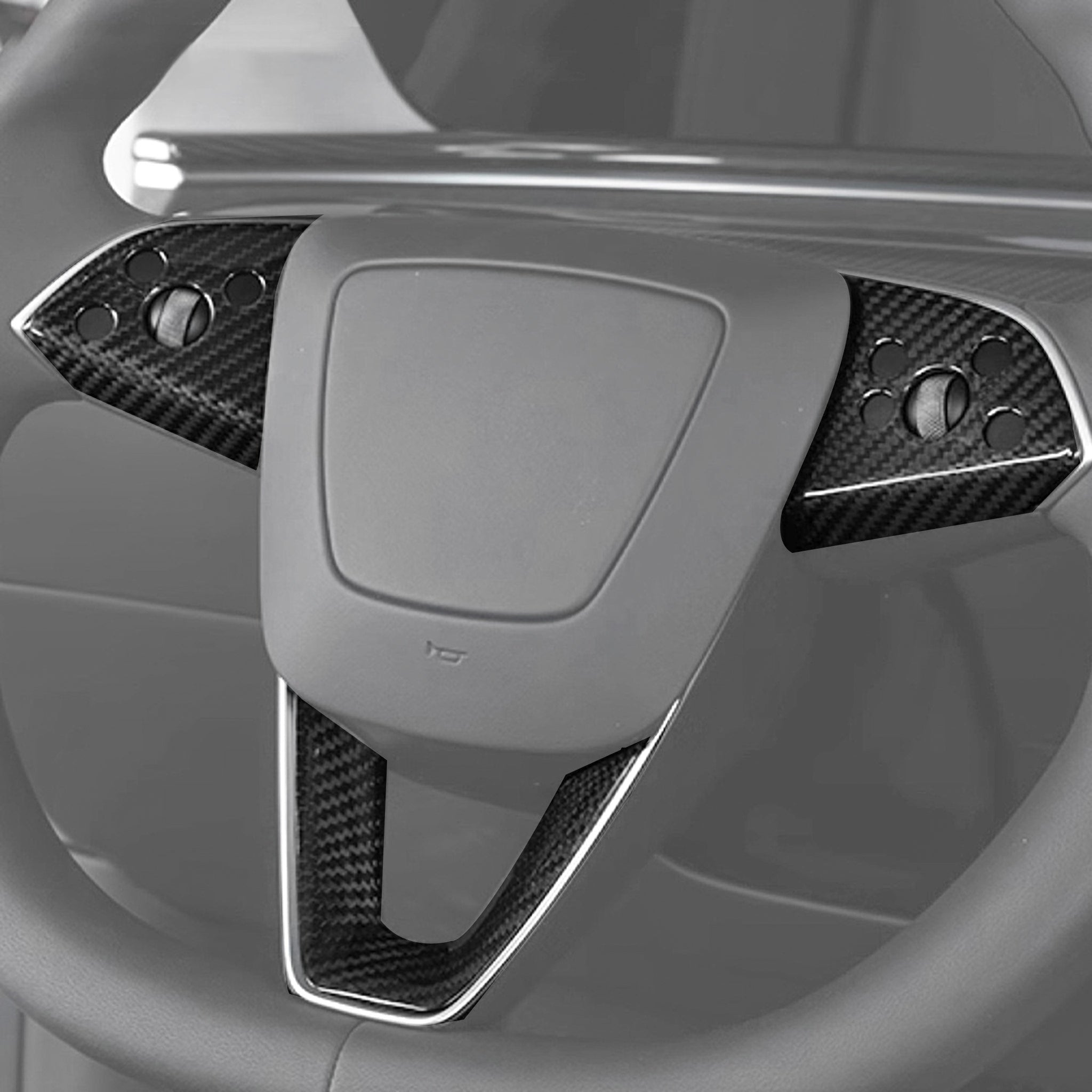 Carbon fiber steering wheel overlay for Tesla Model 3 Highland
