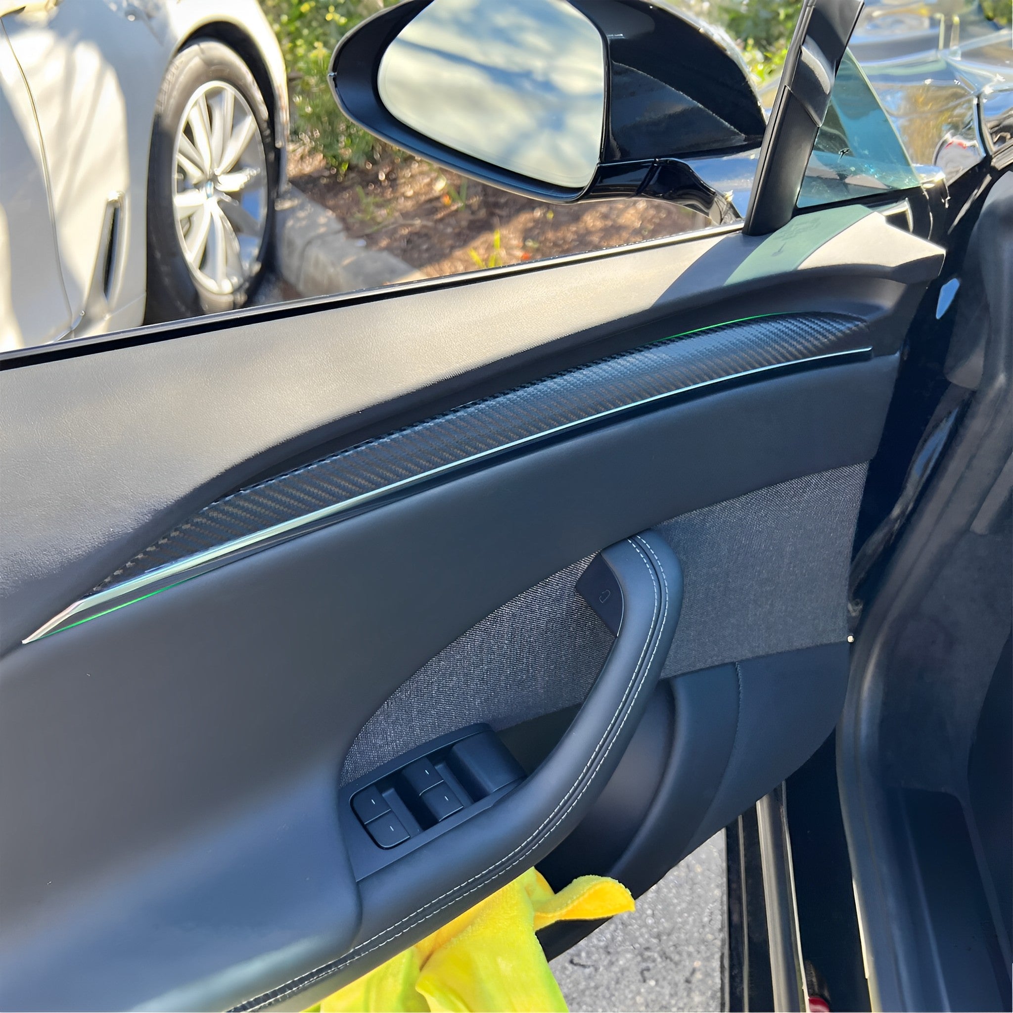 Premium Real Carbon Fiber Interior Door Trim Kit for Tesla Model S/X | OEM Fit & Plaid Compatible 2021-2026+