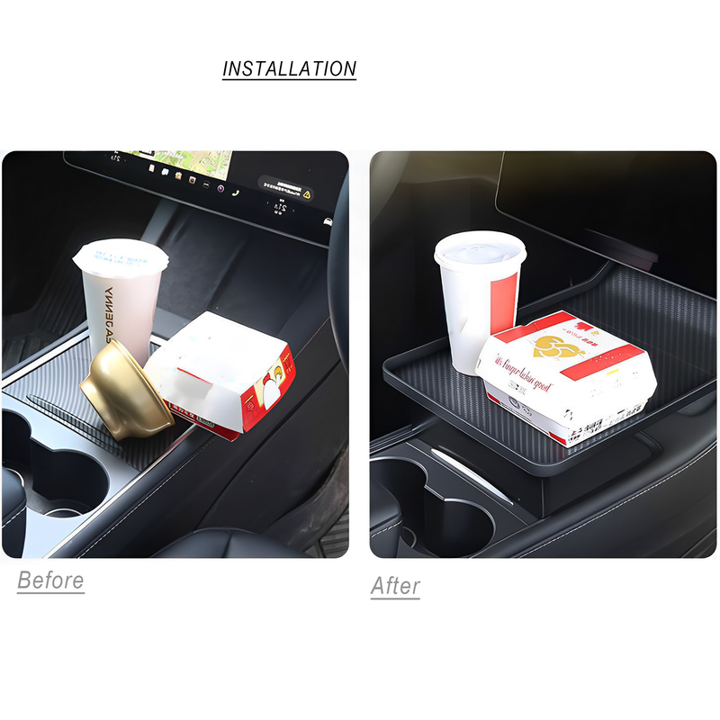 Custom Food Tray for Tesla Model 3 & Model Y (2020-2024) – Durable, Convenient Center Console Solution for Road Trips