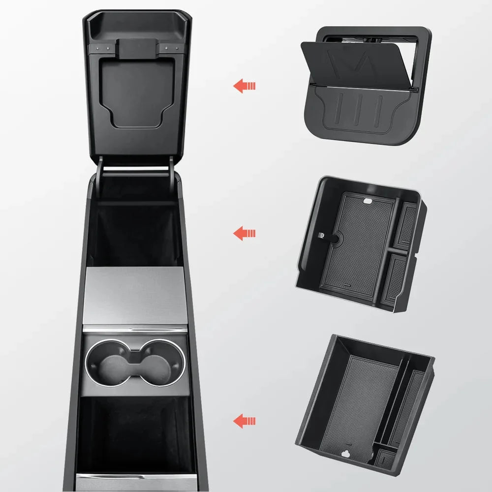 Center Console Organizer and Armrest Box for Tesla Model YL 2026+