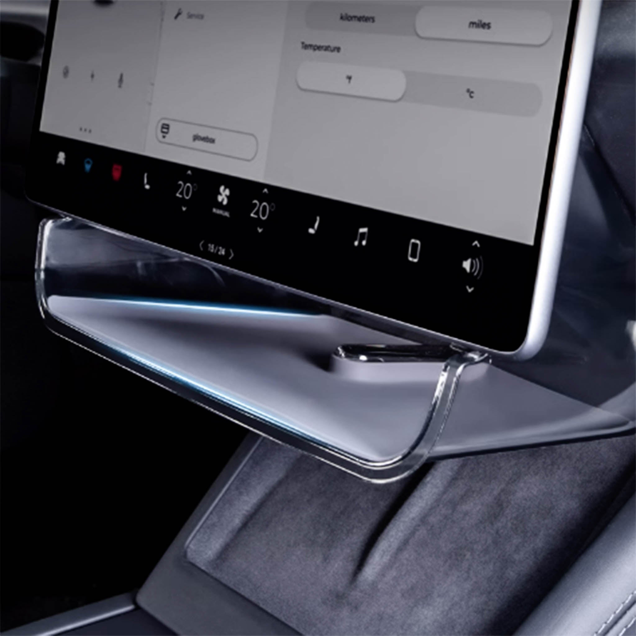 Compact Under-Screen Storage with Non-Slip Mat For Tesla Model 3 & Y 2017-2025+