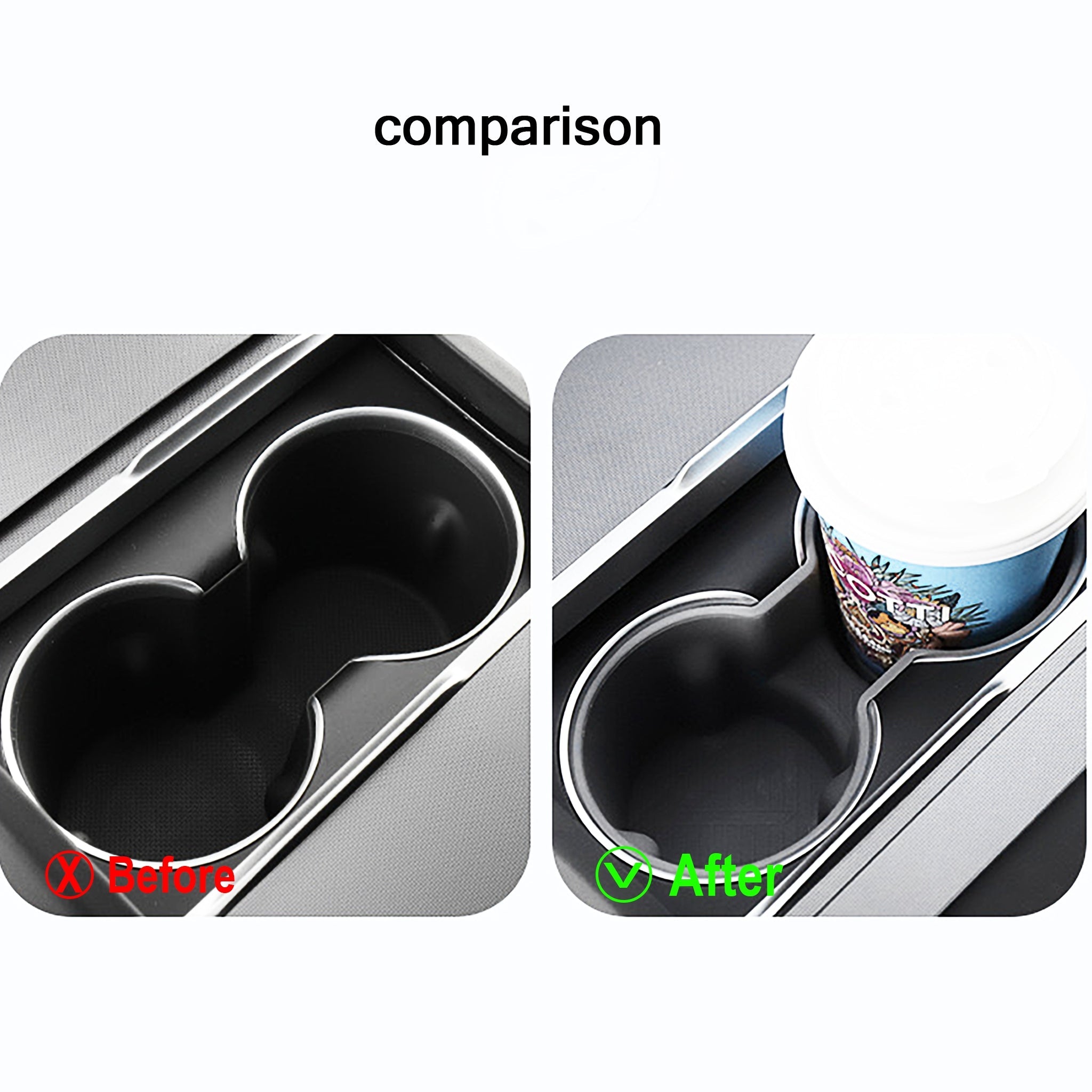 Tesla Model 3/Y Spill-Proof Cup Holder Insert (2024+ Highland & 2025.03+ Juniper) | Secure Silicone Design