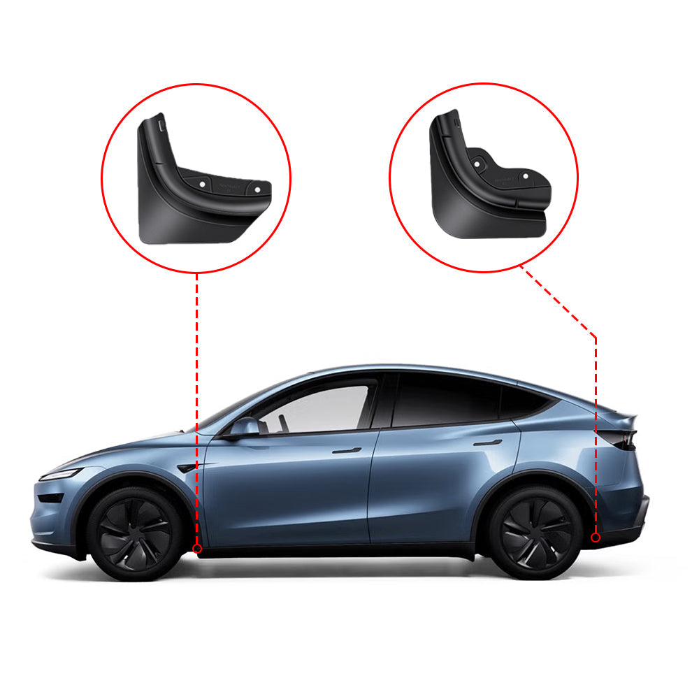 Custom-Fit Mud Flaps for 2025+ Tesla Model Y Juniper | Premium TEP Splash Guards | No-Drill Installation & Paint Protection
