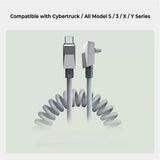 Cybertruck-Inspired Retractable USB-C Cable – 100W Fast Charging with Magnetic Holder for Tesla Model S/3/X/Y & Cybertruck