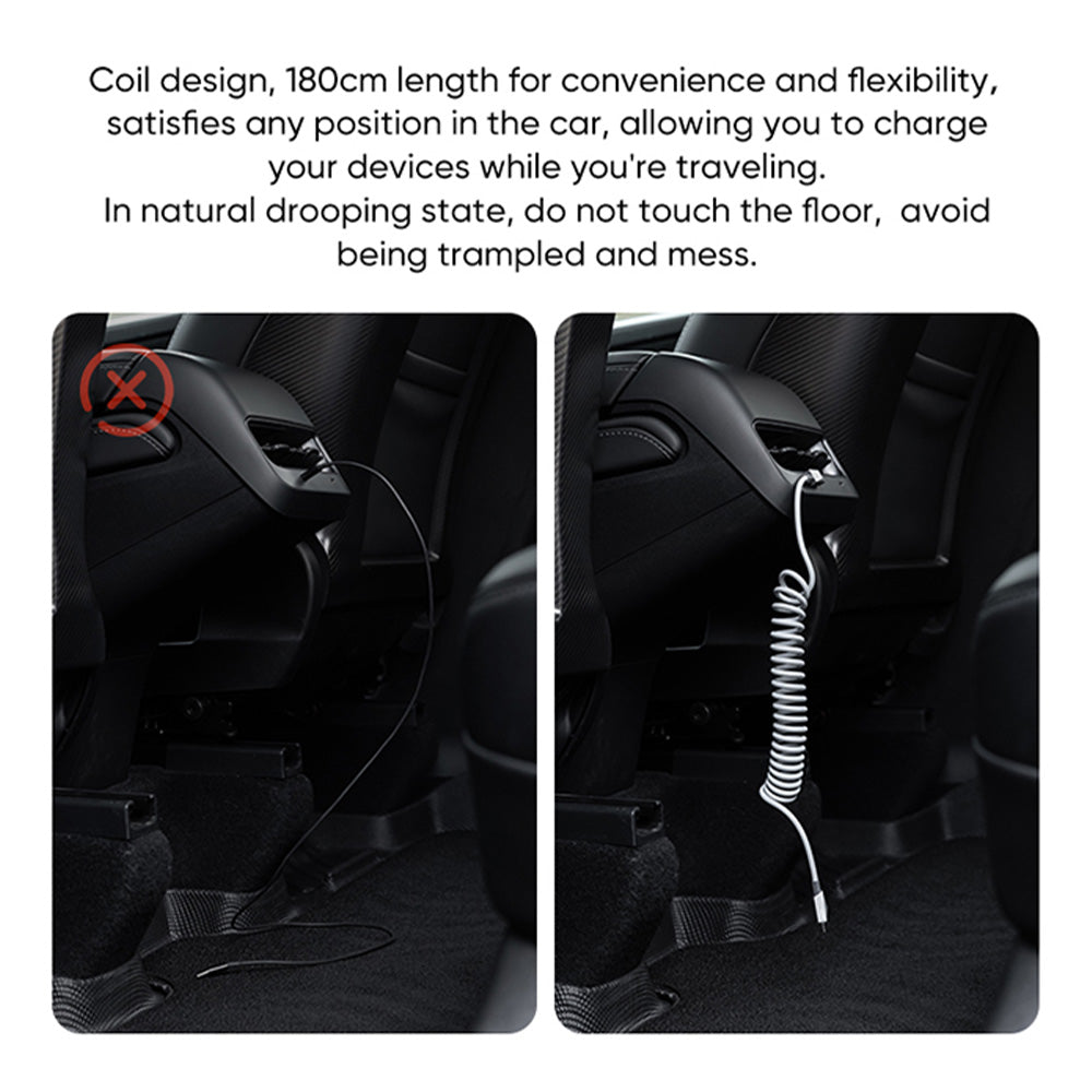 Cybertruck-Inspired Retractable USB-C Cable – 100W Fast Charging with Magnetic Holder for Tesla Model S/3/X/Y & Cybertruck