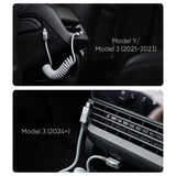 Cybertruck-Inspired Retractable USB-C Cable – 100W Fast Charging with Magnetic Holder for Tesla Model S/3/X/Y & Cybertruck