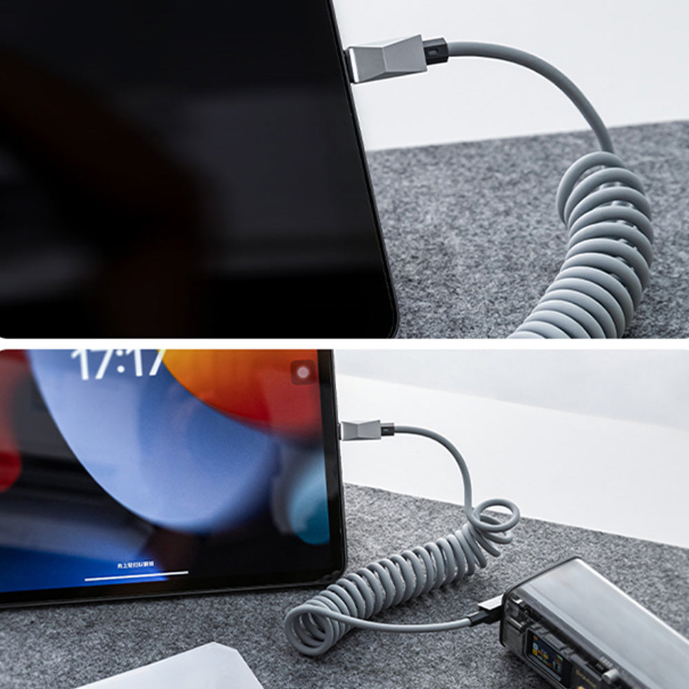 Cybertruck-Inspired Retractable USB-C Cable – 100W Fast Charging with Magnetic Holder for Tesla Model S/3/X/Y & Cybertruck