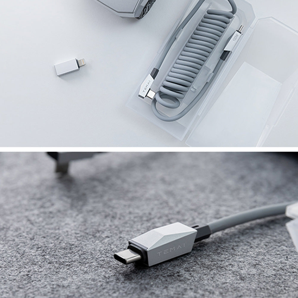 Cybertruck-Inspired Retractable USB-C Cable – 100W Fast Charging with Magnetic Holder for Tesla Model S/3/X/Y & Cybertruck