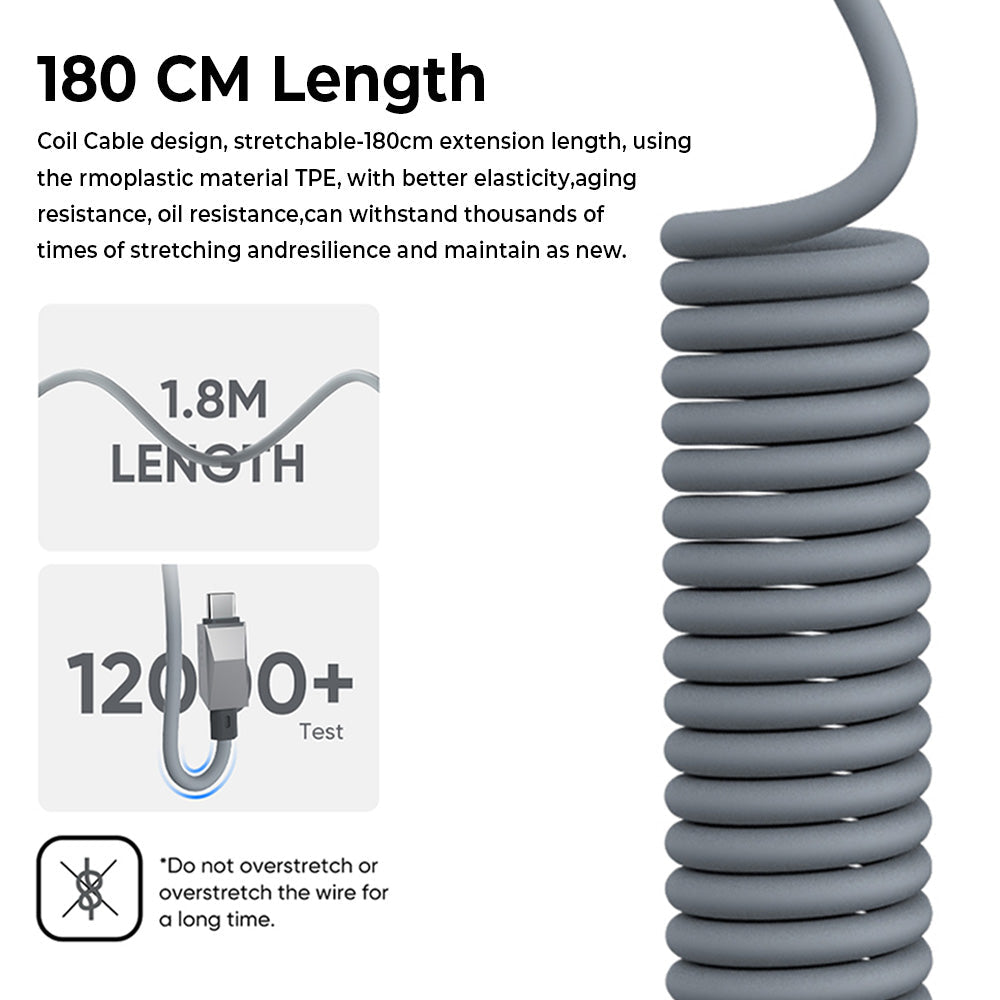 Cybertruck-Inspired Retractable USB-C Cable – 100W Fast Charging with Magnetic Holder for Tesla Model S/3/X/Y & Cybertruck