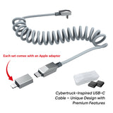 Cybertruck-Inspired Retractable USB-C Cable – 100W Fast Charging with Magnetic Holder for Tesla Model S/3/X/Y & Cybertruck