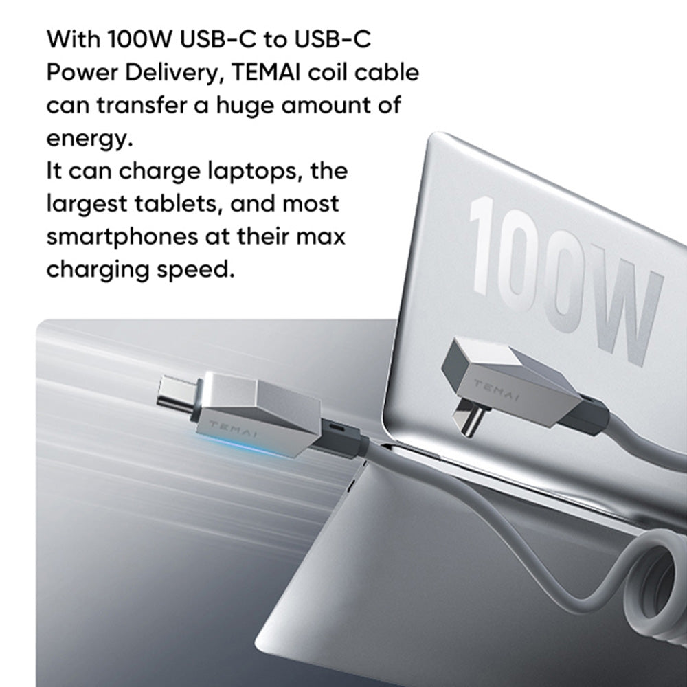 Cybertruck-Inspired Retractable USB-C Cable – 100W Fast Charging with Magnetic Holder for Tesla Model S/3/X/Y & Cybertruck