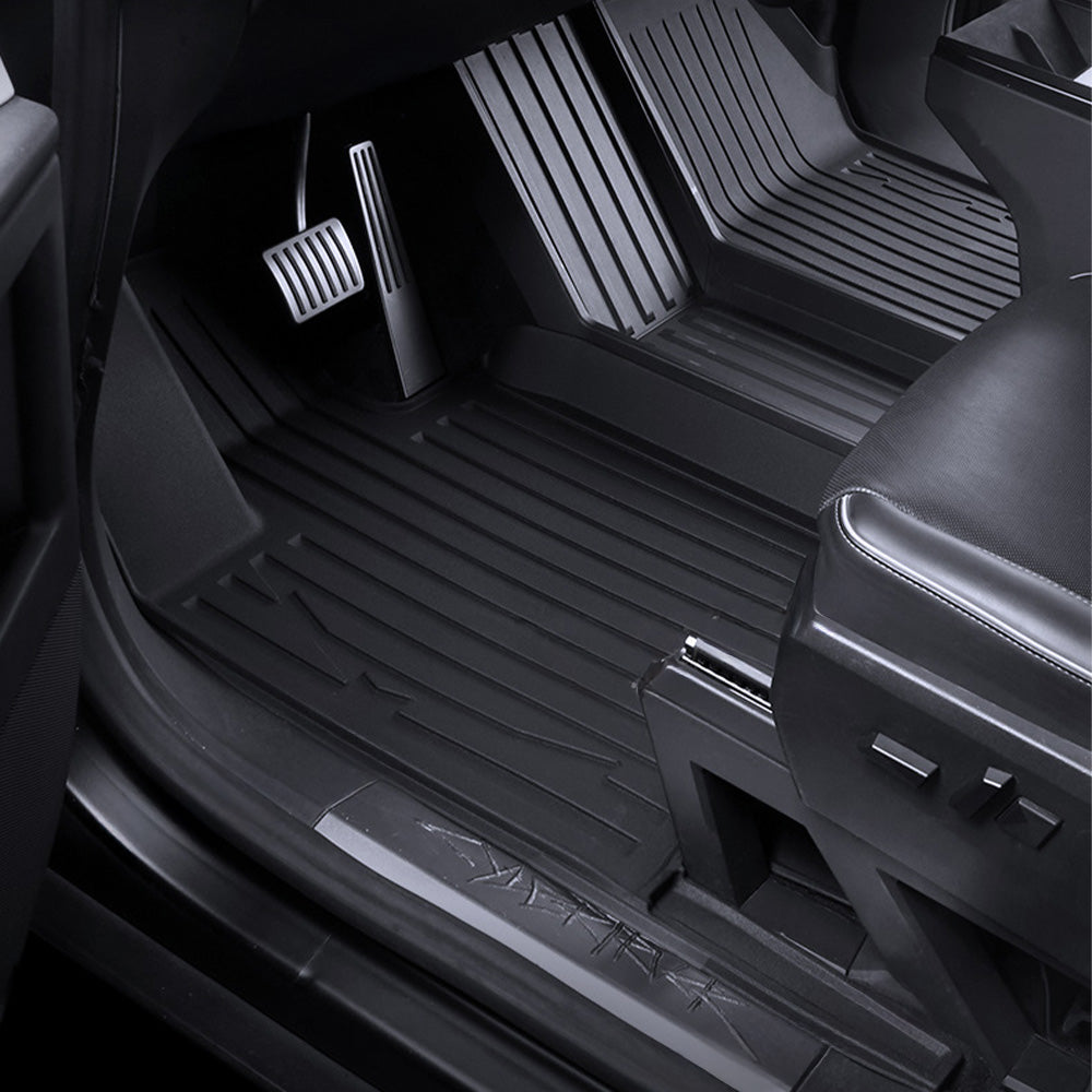 Cybertruck Floor Mats with Extended Front Door Coverage – Heavy-Duty TPE Protection for Maximum Interior Shield