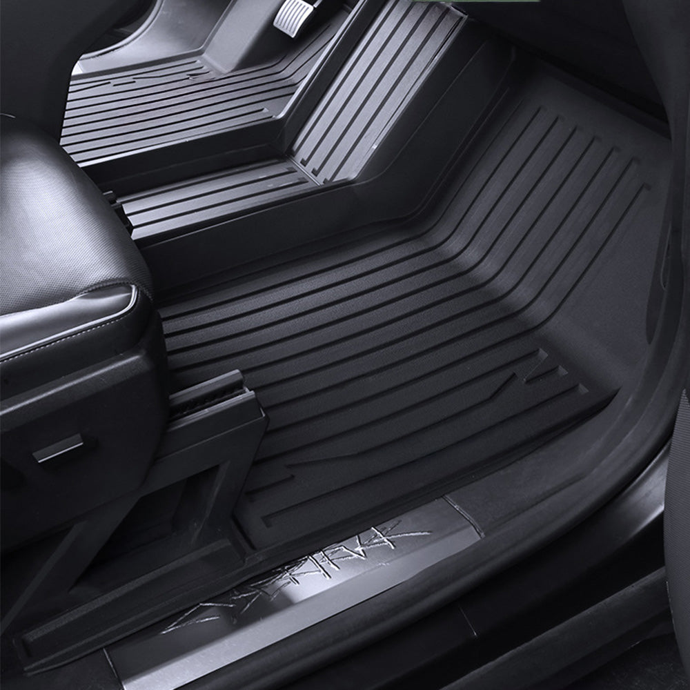 Cybertruck Floor Mats with Extended Front Door Coverage – Heavy-Duty TPE Protection for Maximum Interior Shield