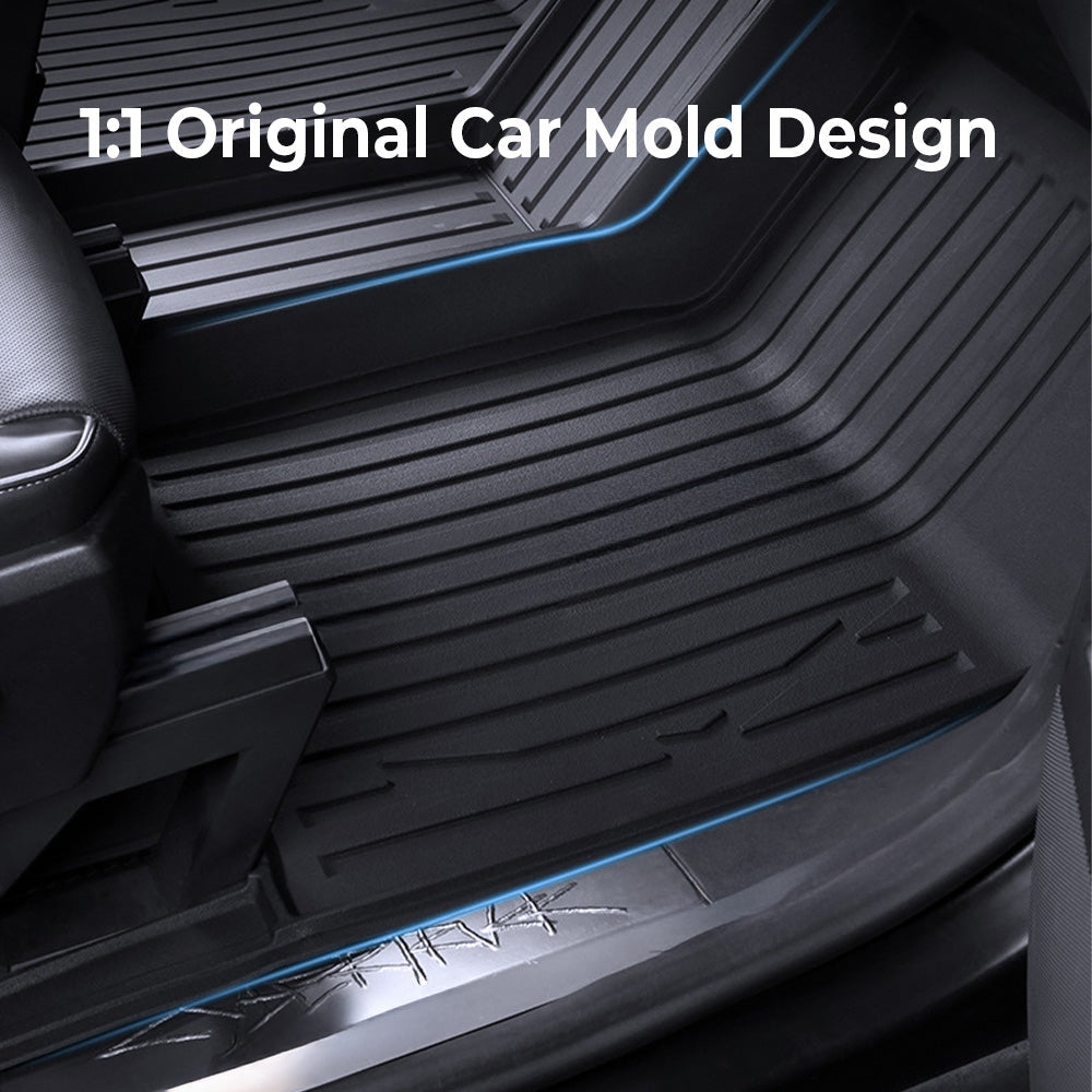Cybertruck Floor Mats with Extended Front Door Coverage – Heavy-Duty TPE Protection for Maximum Interior Shield