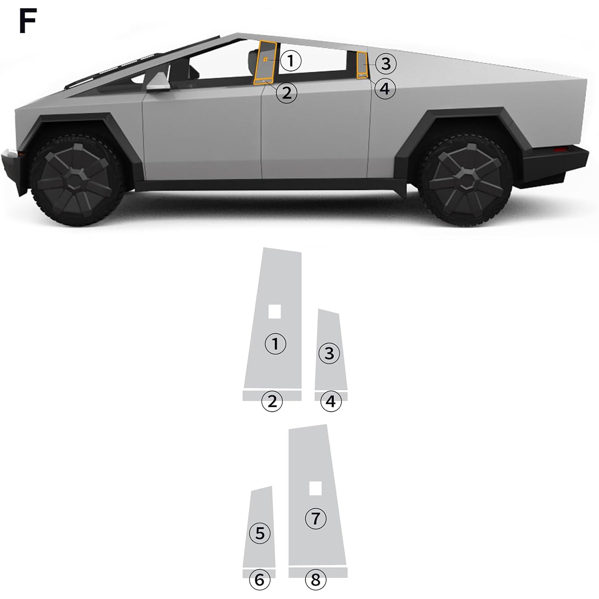 2024 Tesla Cybertruck Pre-cut Gloss Clear PPF Wrap Self-Healing TPU Film