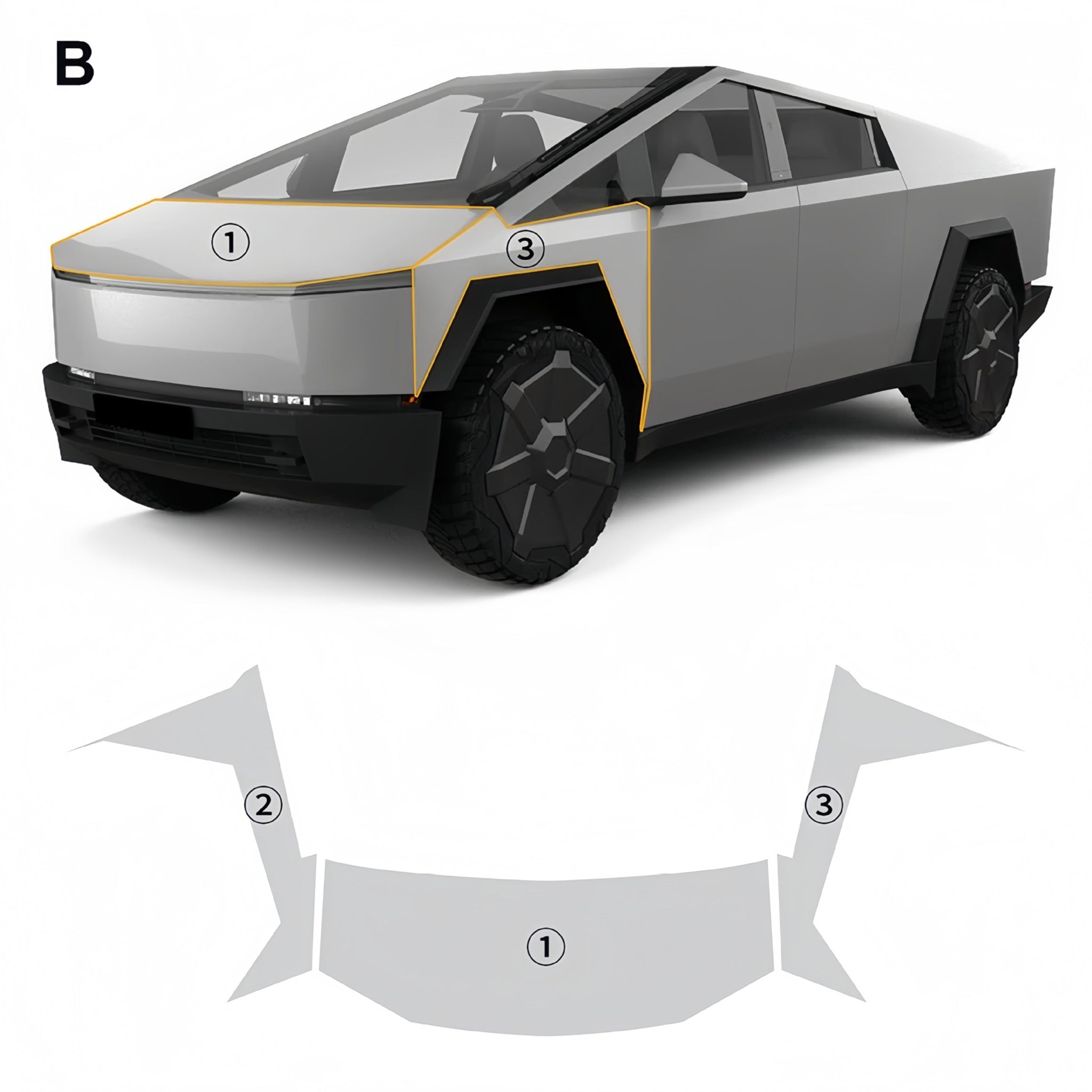 2024 Tesla Cybertruck Pre-cut Gloss Clear PPF Wrap Self-Healing TPU Film