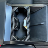 Cybertruck Center Console Carbon Fiber Cup Holder Trim Cover (ABS Plastic)