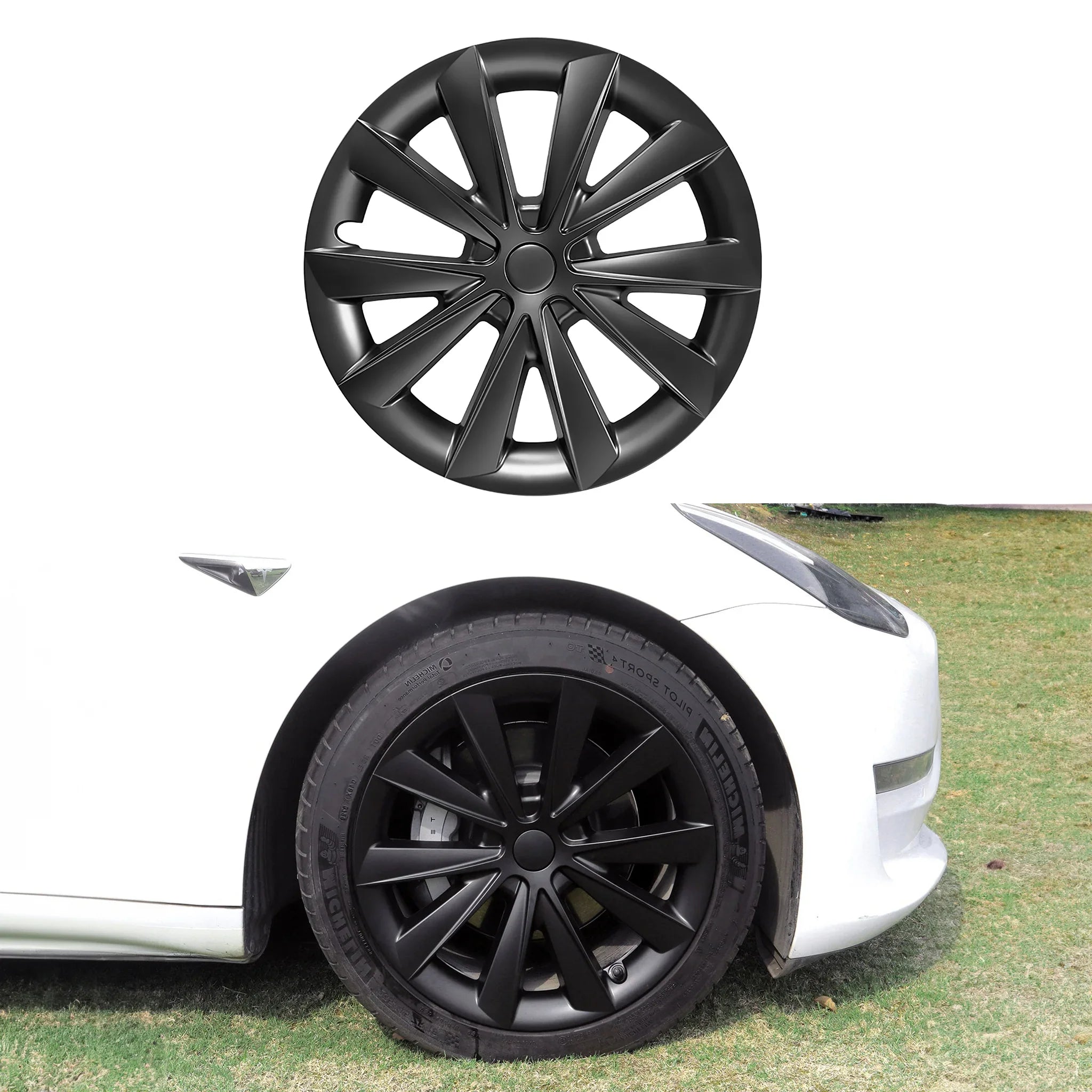 Cyclone-style Hubcaps For Tesla Model 3 18 Inch Aero Wheels