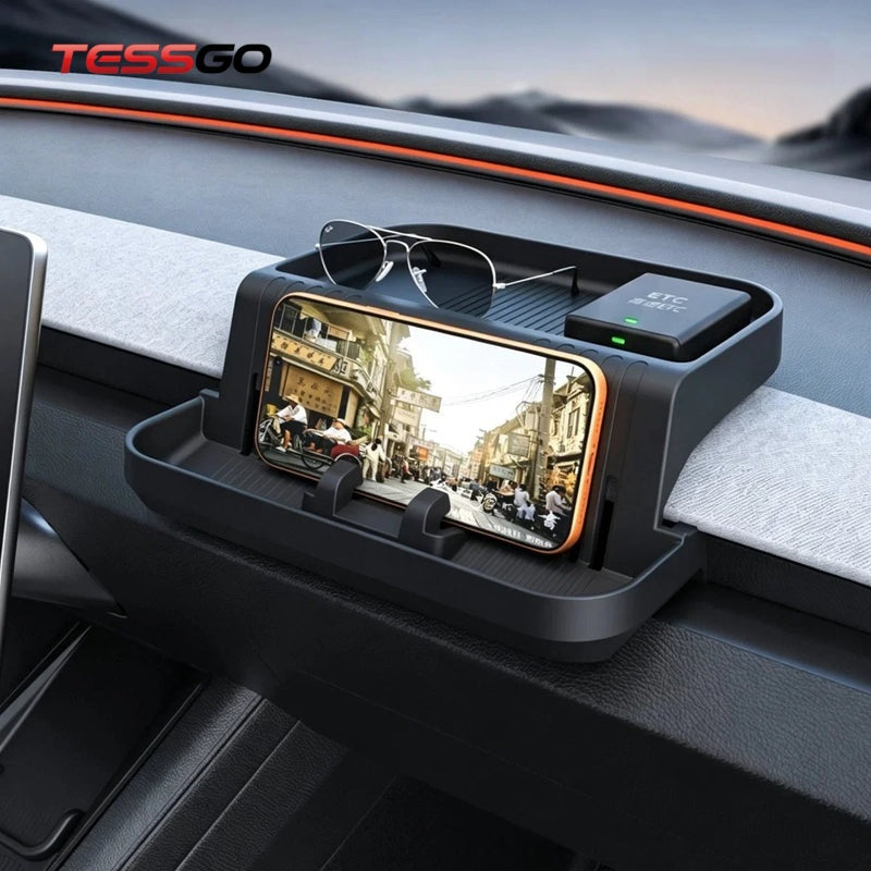 Dashboard Storage Tray with Phone Holder & ETC Bracket for Tesla Model 3/Y/Y L 2024+
