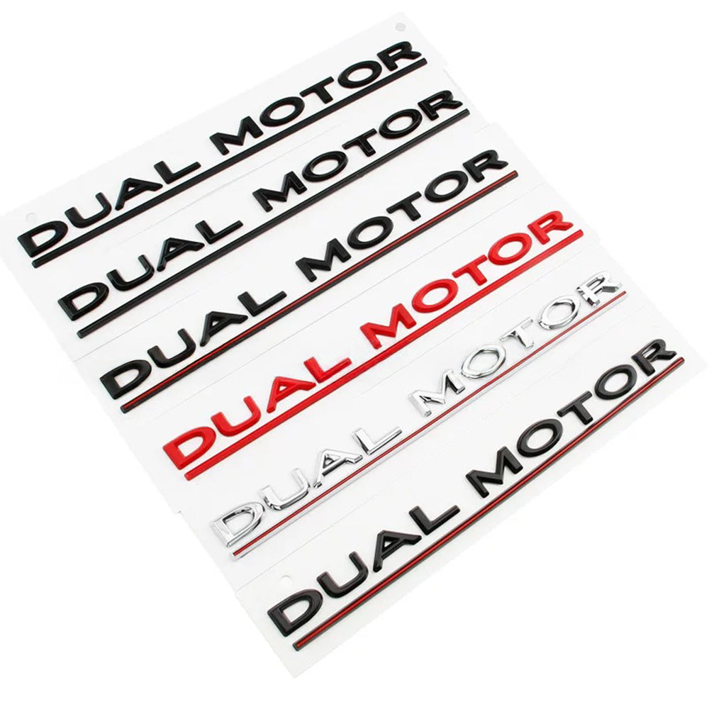 Tessgo Dual Motor Emblem Badge Decal for Model 3/Y/S/X – Weatherproof Rear Trunk Sticker for Exterior Styling Upgrade