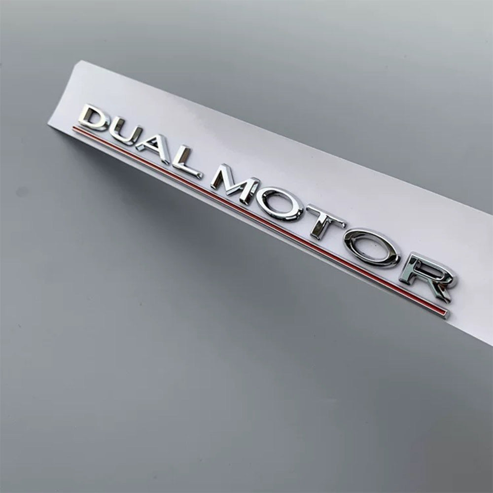 Tessgo Dual Motor Emblem Badge Decal for Model 3/Y/S/X – Weatherproof Rear Trunk Sticker for Exterior Styling Upgrade