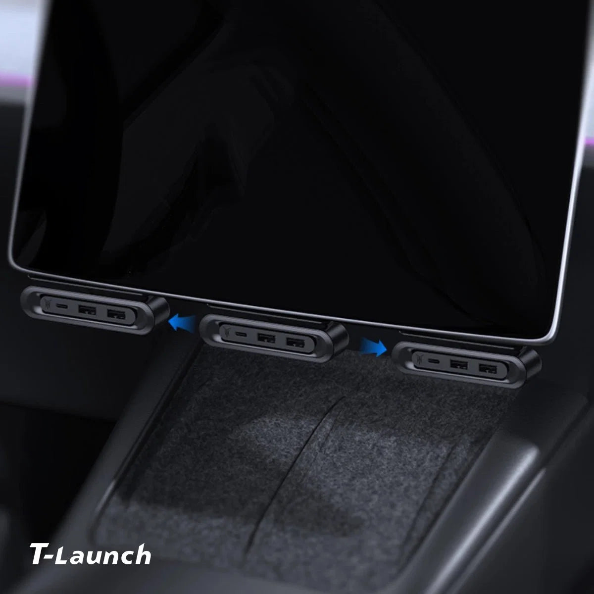 Under Screen Foldable Hidden USB-C Hub for Tesla Model 3/Y/Y L