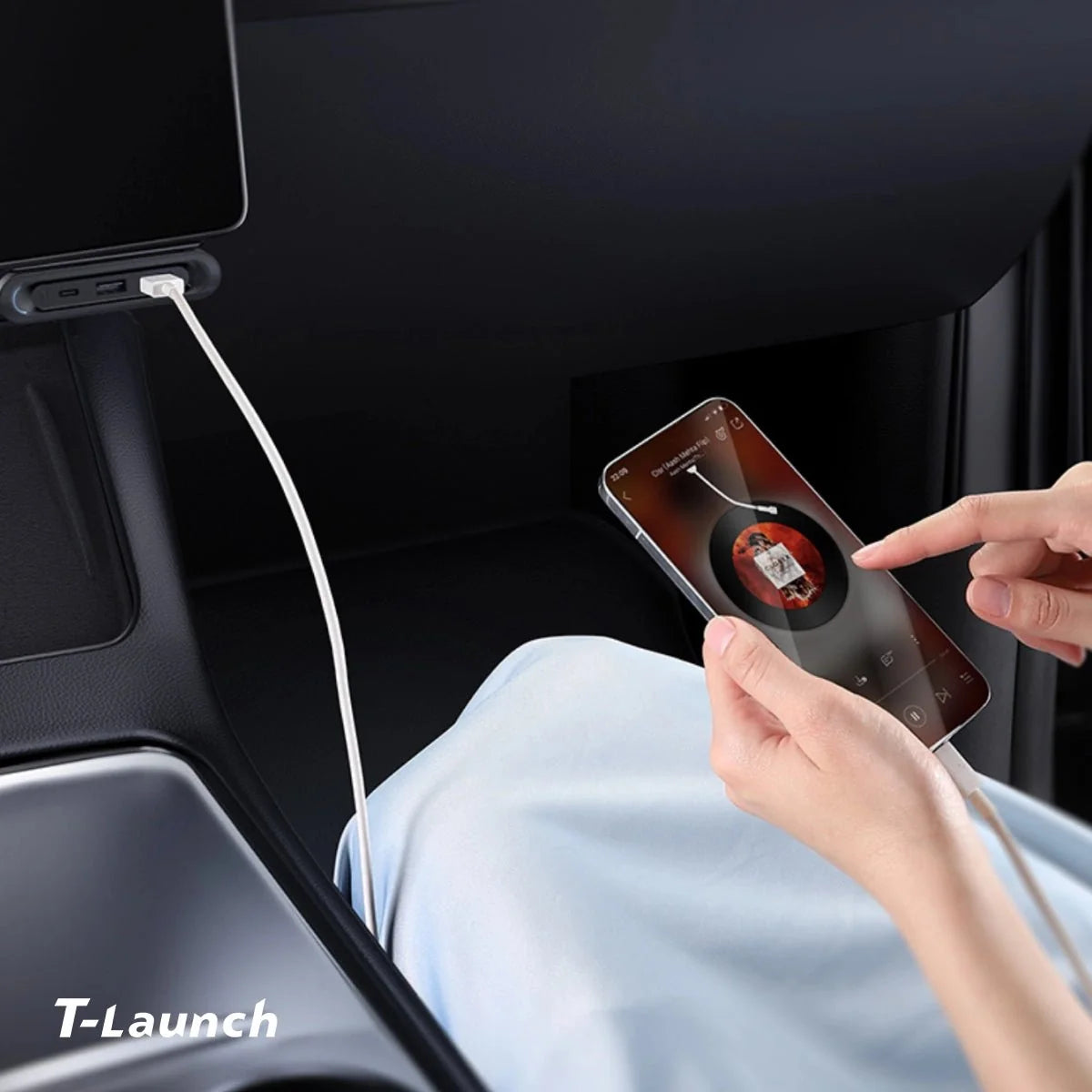 Under Screen Foldable Hidden USB-C Hub for Tesla Model 3/Y/Y L