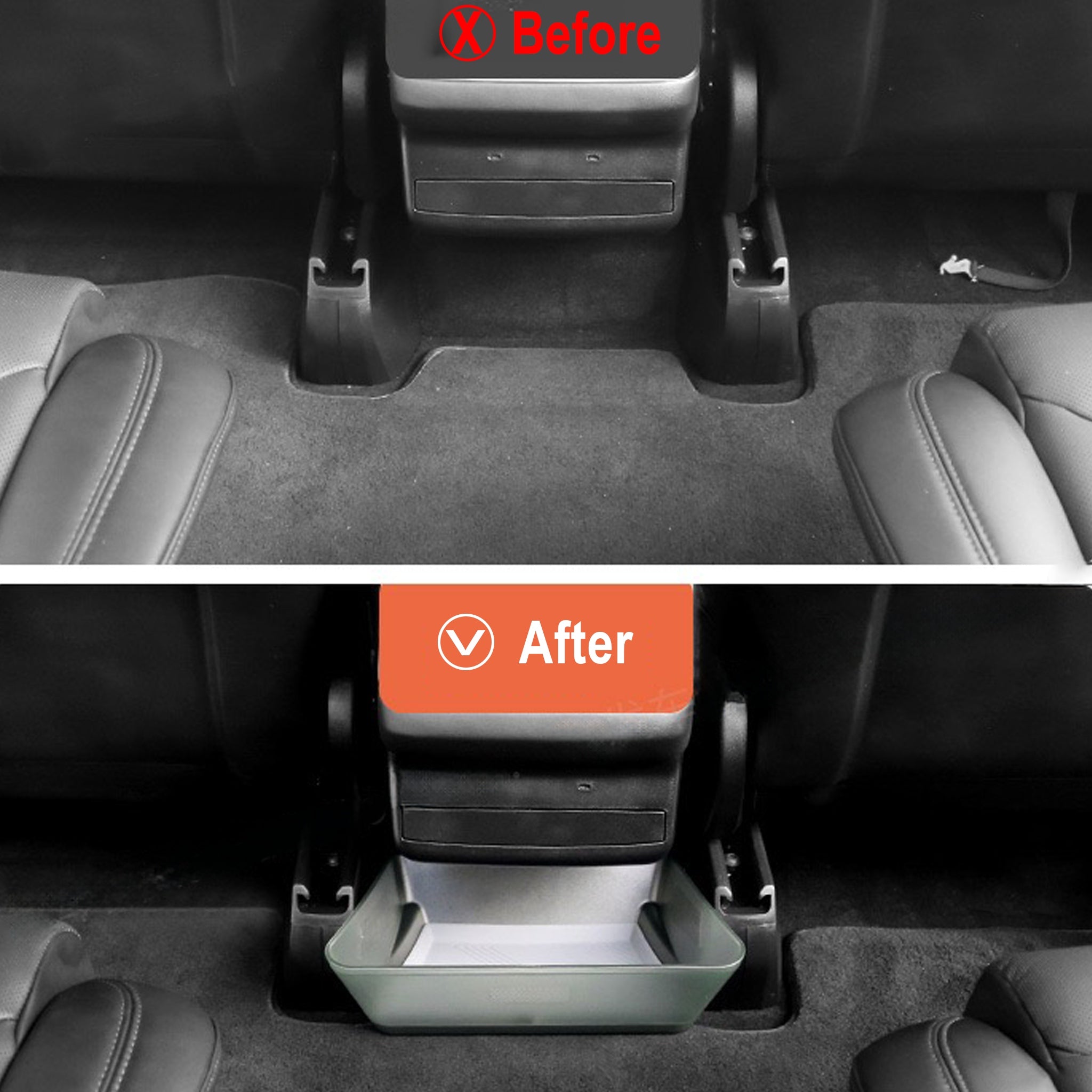 Tesla Model X Rear Seat Storage Box & Removable Trash Bin – Multi-Purpose Organizer for Drinks, Phones, Toys & Trash