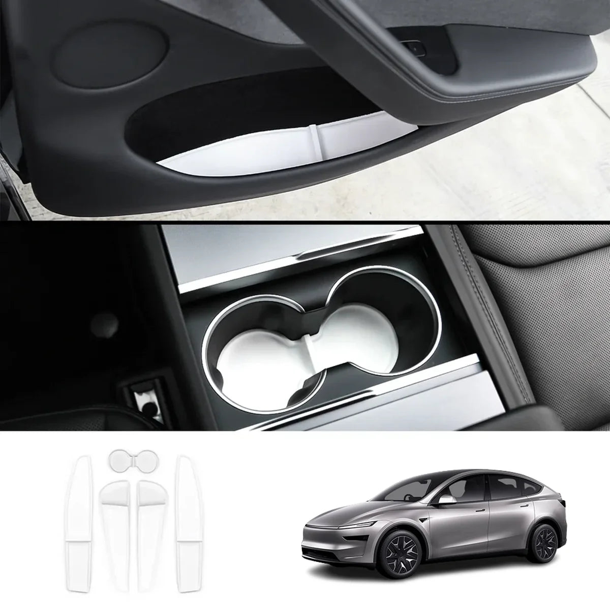 TPE Door Pocket & Cup Holder Liners for Tesla Model Y L 2026+
