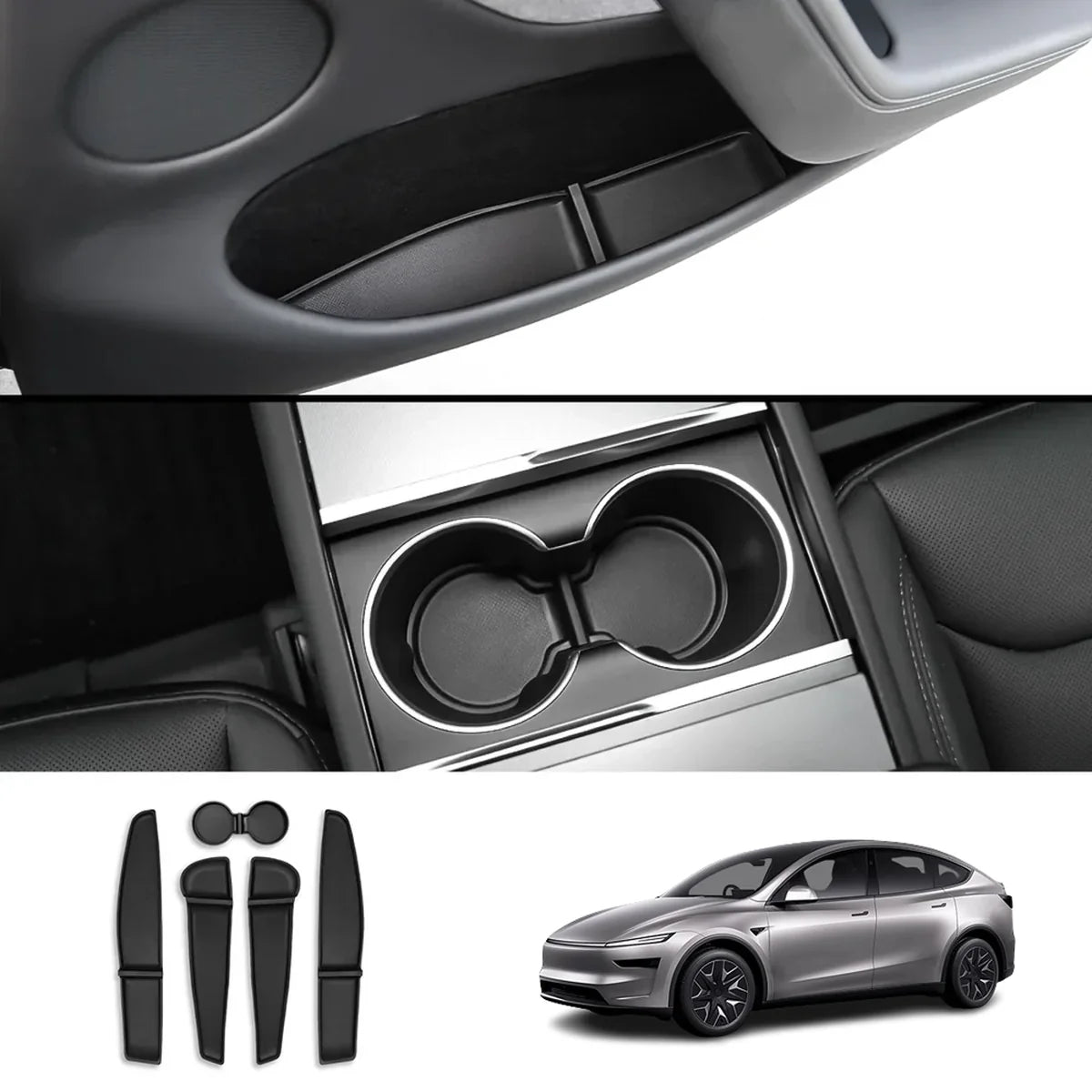 TPE Door Pocket & Cup Holder Liners for Tesla Model Y L 2026+