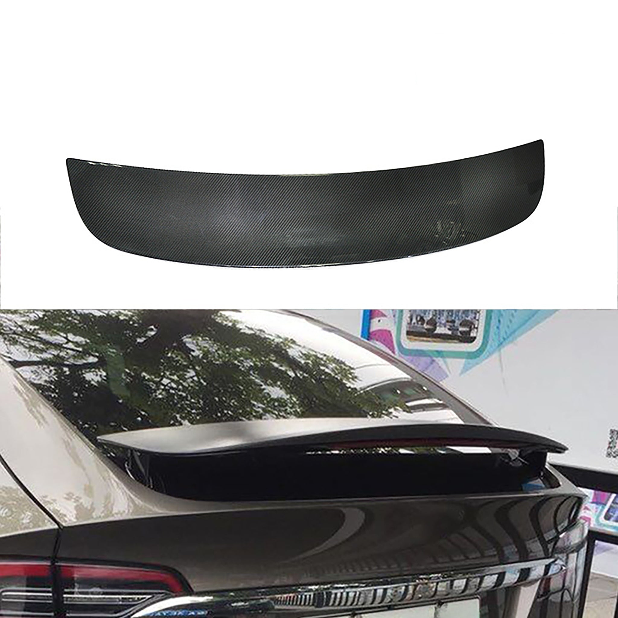 Premium Dry Carbon Fiber Wing Spoiler Overlay for Tesla Model X (2016–2025) – Sleek Sporty Upgrade by Teego